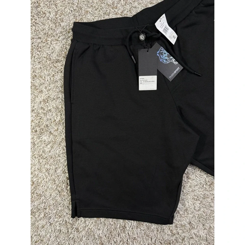 Plein Sport Print White Logo Black Shorts Men's Size Large